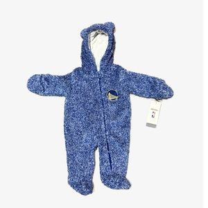 NBA baby Golden State Warriors blue sherpa onsie with bear ears